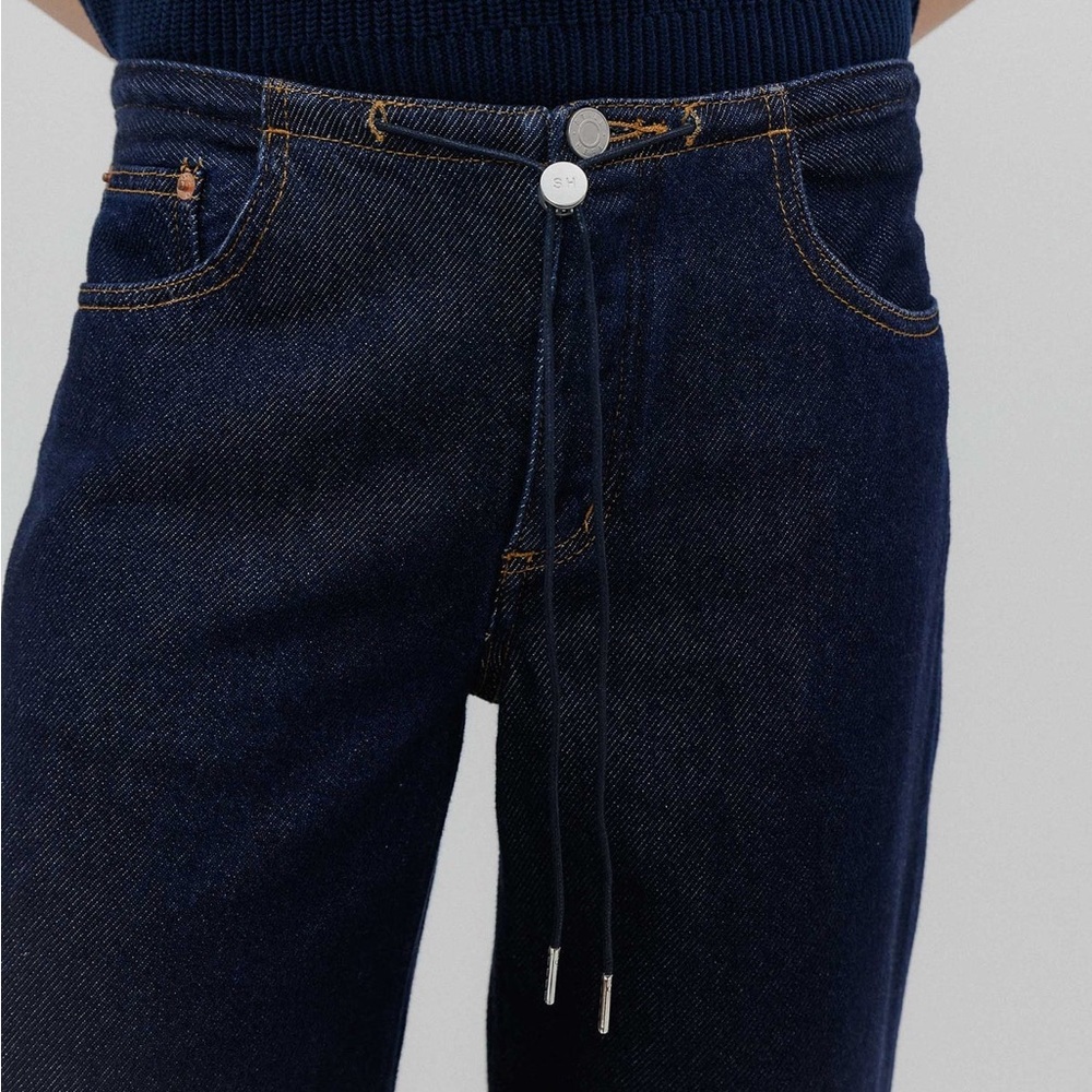 Stylish Dark Blue Wide Leg Jeans - Picture 4 of 4